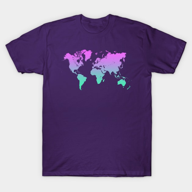 World Map gradient T-Shirt by burropatterns